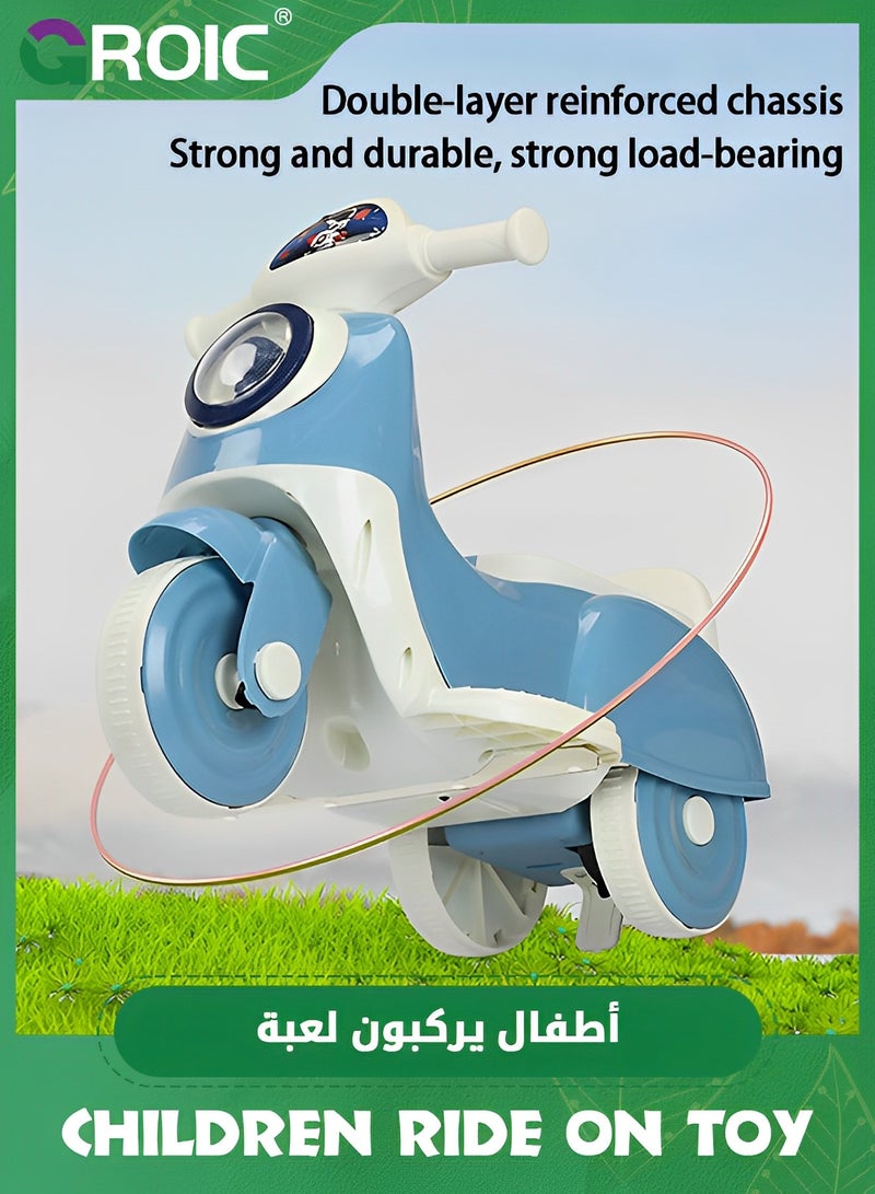 GROIC دراجة نارية للأطفال، سيارة ركوب للأطفال، دراجة نارية كهربائية تعمل بالبطارية 6 فولت مع مصابيح أمامية LED، موسيقى، دواسة، للأمام/الاحتياطي، ألعاب دراجات نارية بثلاث عجلات، سكوتر كهربائي للأطفال بمقبض دفع يدوي - Image 4