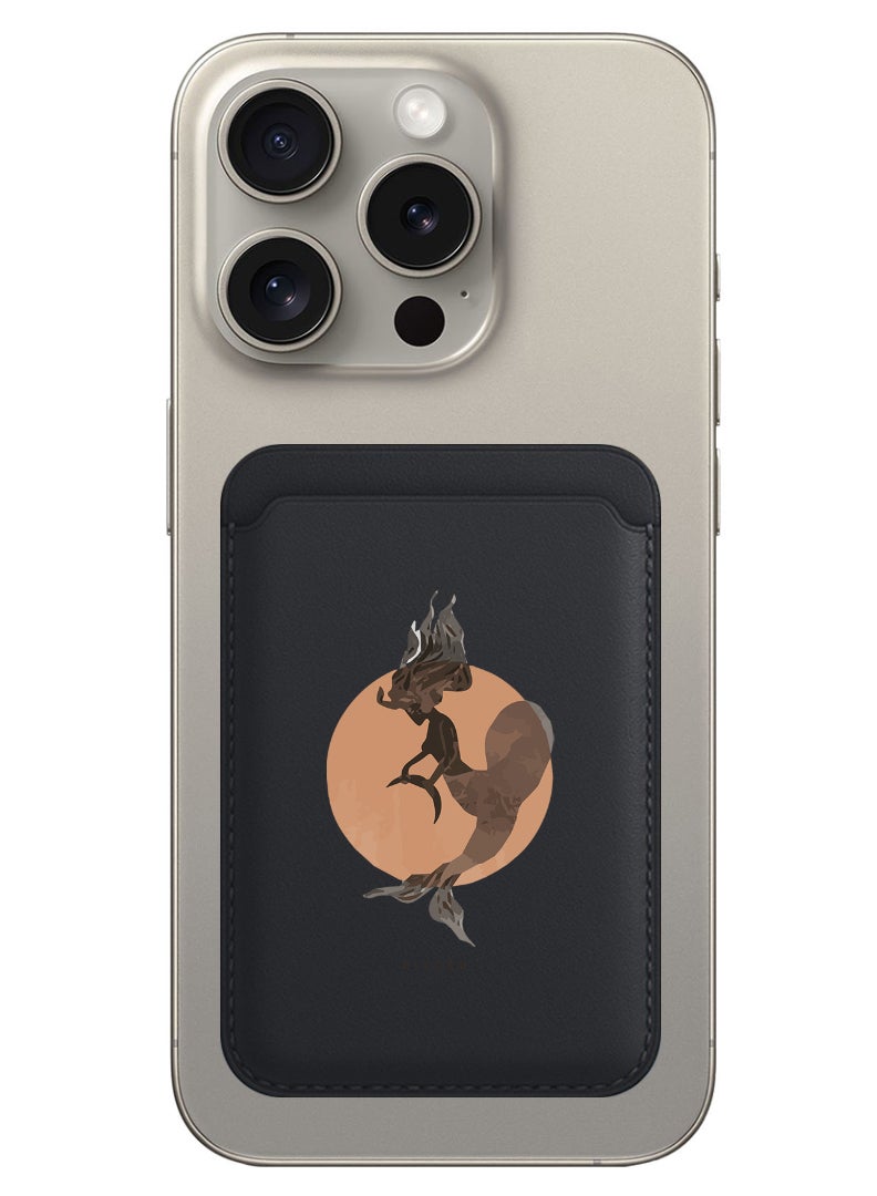 Theodor Magnetic Wallet, Compatible with MagSafe Wallet, for iPhone Wallet, for iPhone 16/15/14/13/12 Series, Not for iPhone 13/12 mini, 3 Card Holder, Vegan Leather, Black - Pisces - Image 1