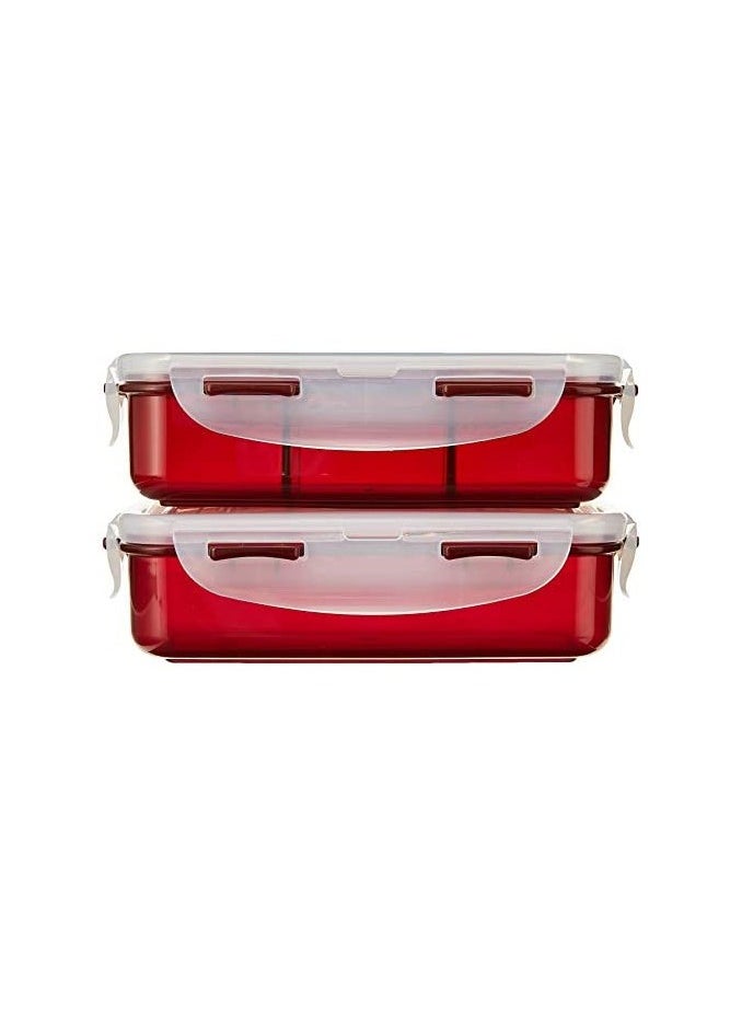 LOCK & LOCK LocknLock 2PC Insulated Lunch Red Set - Grey, Airtight and BPA-Free Containers  - Image 2