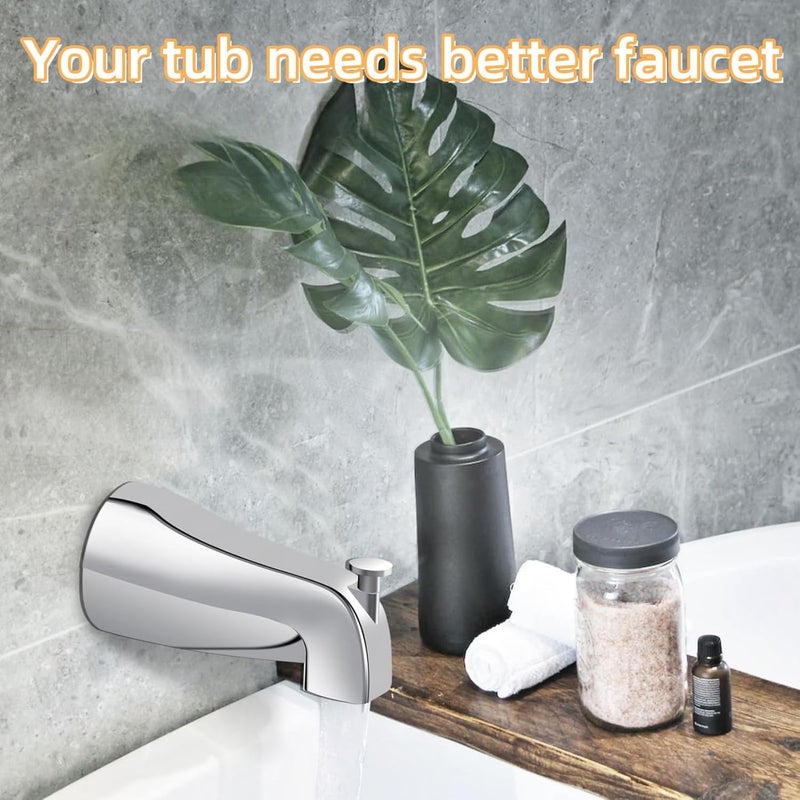 Totalize Bathtub Faucet Easy to Install Tub Spout with Diverter,American Standard Tub Faucet Replacement Fits 1/2" Copper Water Tube(5/8" Diameter) with Hex Wrench Chrome Finish - Image 2