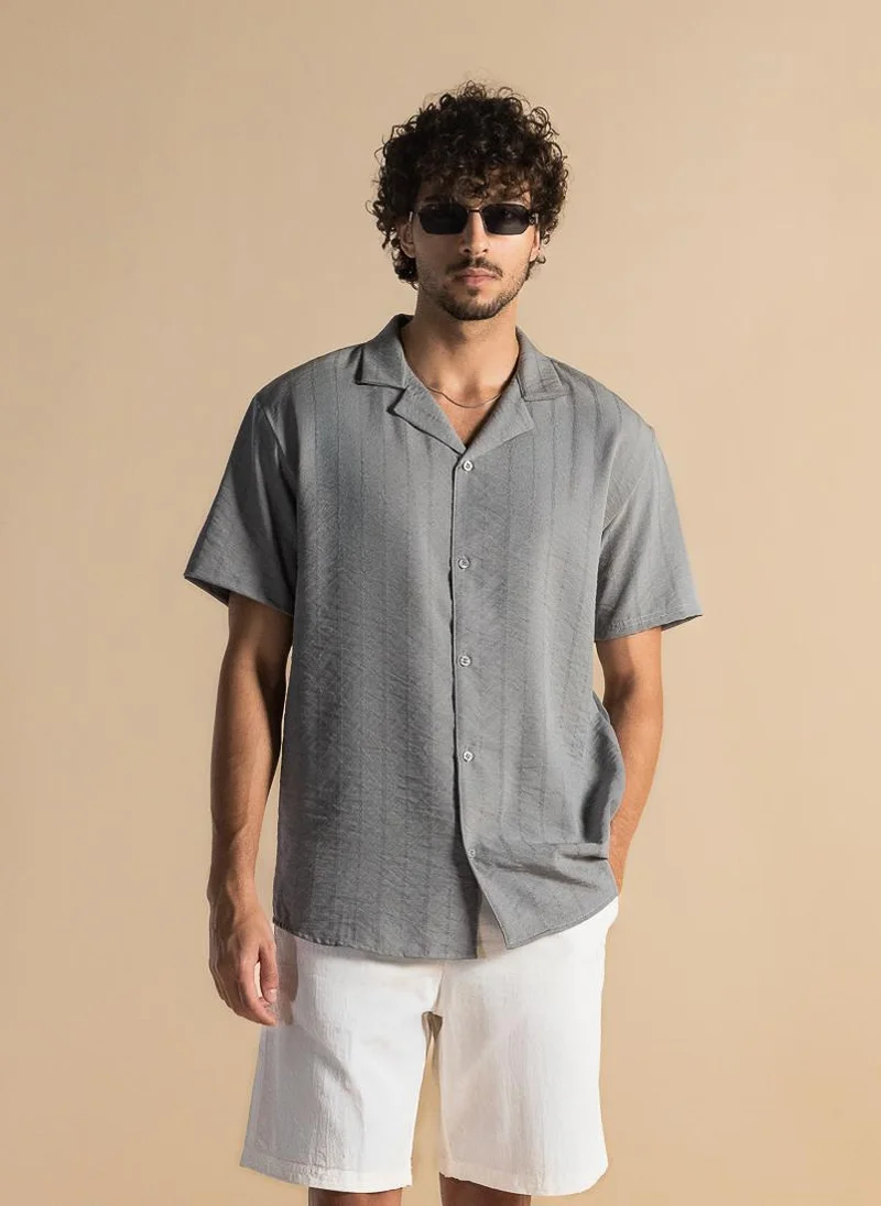 SHAPES TEXTURED RAYON SHIRT