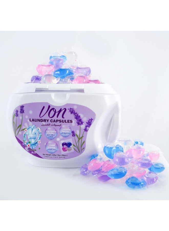 VON 4 In 1 Laundry Detergent Capsules Lavender Scent 35 Pcs - Image 4
