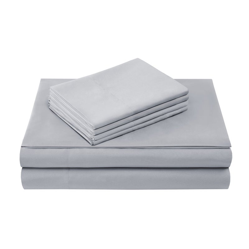 Comfort Spaces CS20-0121 Ultra Soft Hypoallergenic Microfiber 6 Piece Set, Wrinkle Fade Resistant Sheets with Pillow Cases Bedding, Queen, Light Gray - Image 2