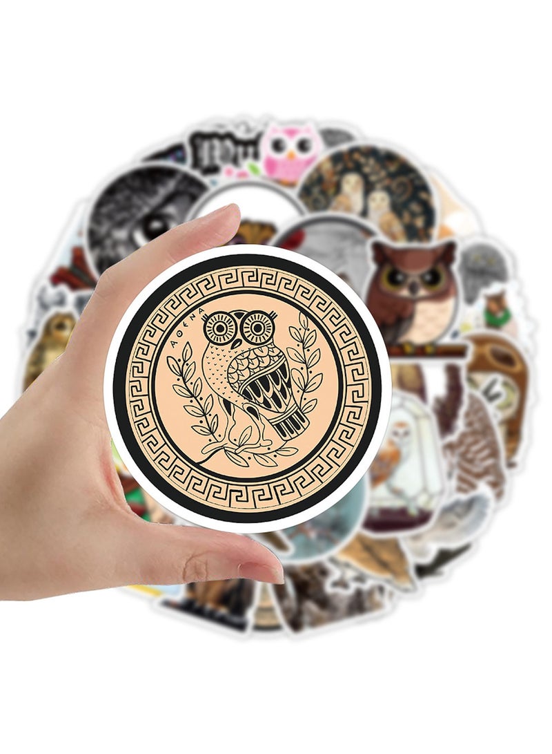 قوس قزح أورينبو مجموعة ملصقات جرافيتي على شكل بومة لطيفة مكونة من 50 قطعة لزجاجة المياه والتزلج والأمتعة والكمبيوتر المحمول والهاتف المحمول هدية حفلات متينة للمراهقين والبنات والأولاد - Image 2