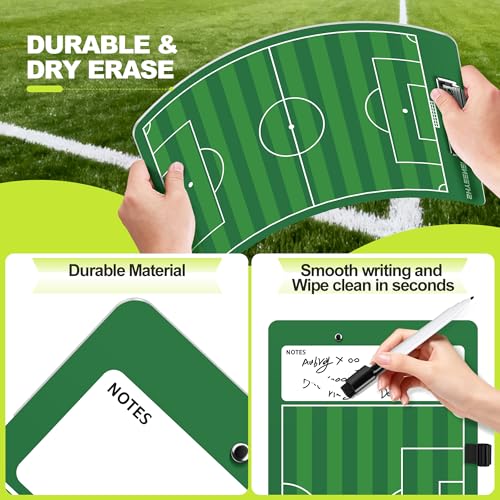 ShYeenei Soccer Coaching Board, Double-Sided Soccer Clipboard Whiteboard for Coaches, Full & Half Field Tactics, Dry Erase for Training and Game Day - Image 4