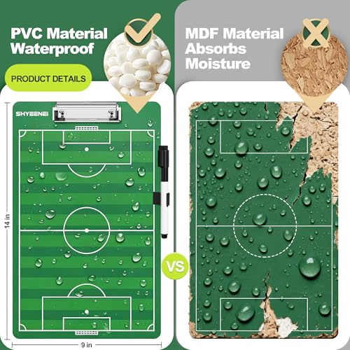 ShYeenei Soccer Coaching Board, Double-Sided Soccer Clipboard Whiteboard for Coaches, Full & Half Field Tactics, Dry Erase for Training and Game Day - Image 3