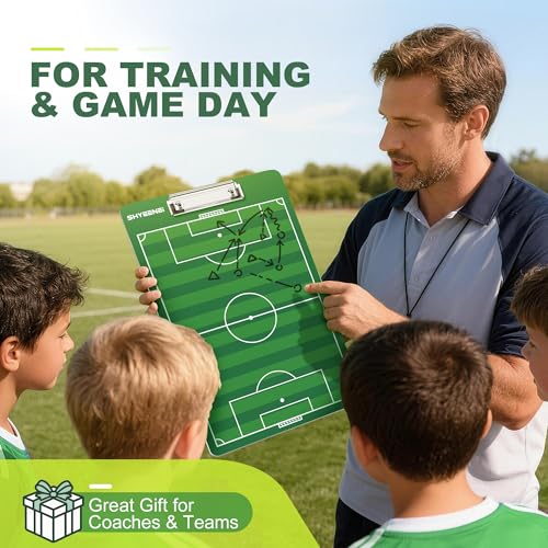 ShYeenei Soccer Coaching Board, Double-Sided Soccer Clipboard Whiteboard for Coaches, Full & Half Field Tactics, Dry Erase for Training and Game Day - Image 2