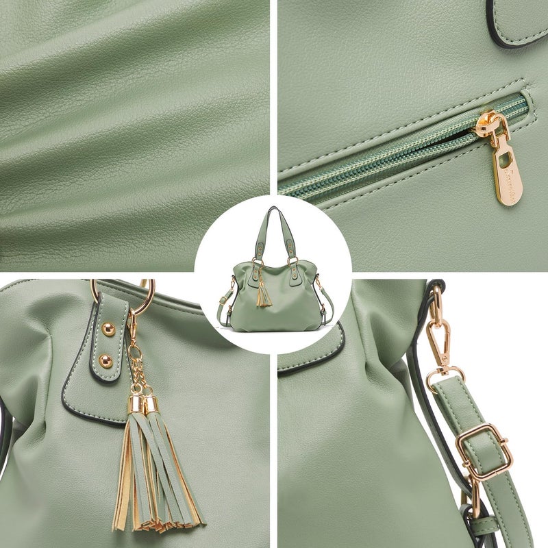 Soperwillton Fashion Handbag for Women Shoulder Bag Top Handle Satchel Hobo Tote Bag Purse Set 4pcs - Image 3