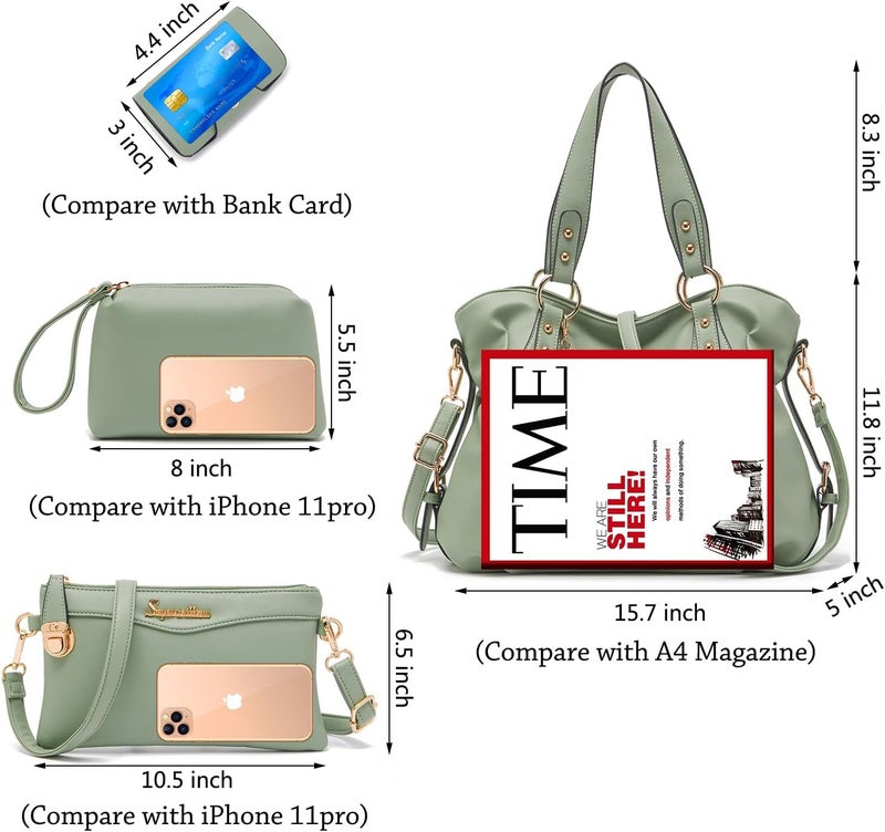 Soperwillton Fashion Handbag for Women Shoulder Bag Top Handle Satchel Hobo Tote Bag Purse Set 4pcs - Image 4
