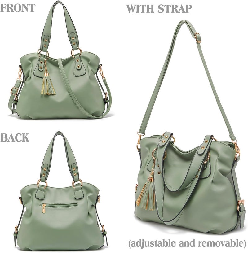 Soperwillton Fashion Handbag for Women Shoulder Bag Top Handle Satchel Hobo Tote Bag Purse Set 4pcs - Image 2