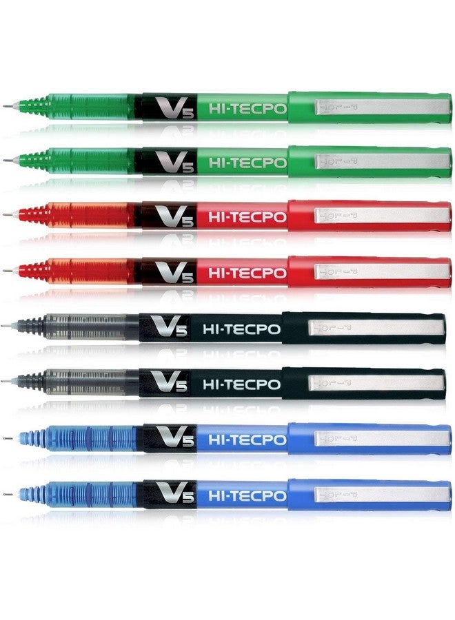 بايلوت قلم بايلوت هاي-تيك بوينت V5 (أزرق/أسود/أحمر/أخضر - عبوة من 8 قطع)