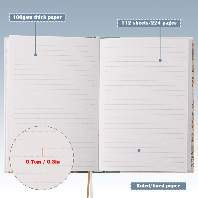 TIEFOSSI Lined Journal Notebook for Women Writing-A5 Hardcover Notebook-Premium 100gsm 224 Pages-Thick Travel journals for writing-College Ruled for Work Organization, Note Taking - Image 3
