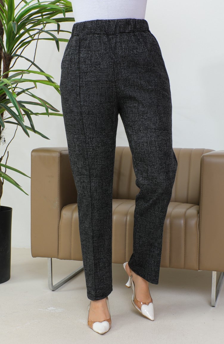 Sefa Merve Jacquard Pullover Women's Trousers 1037D 1037D-01 Black  - Image 2