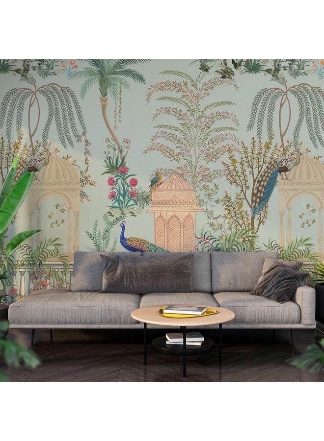 بيبر بلان ديزاين ورق حائط بتصميم طائرة ورقية على طراز الحدائق المغولية التقليدية الهندية، بموضوع الأزهار (8 أقدام × 10 أقدام، فينيل لاصق ذاتيًا) - Image 4