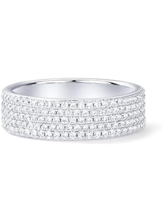 PAVOI 14K Gold Plated Cubic Zirconia Wide Eternity Statement Rings | CZ Stackable Wedding Band for Women - Image 3