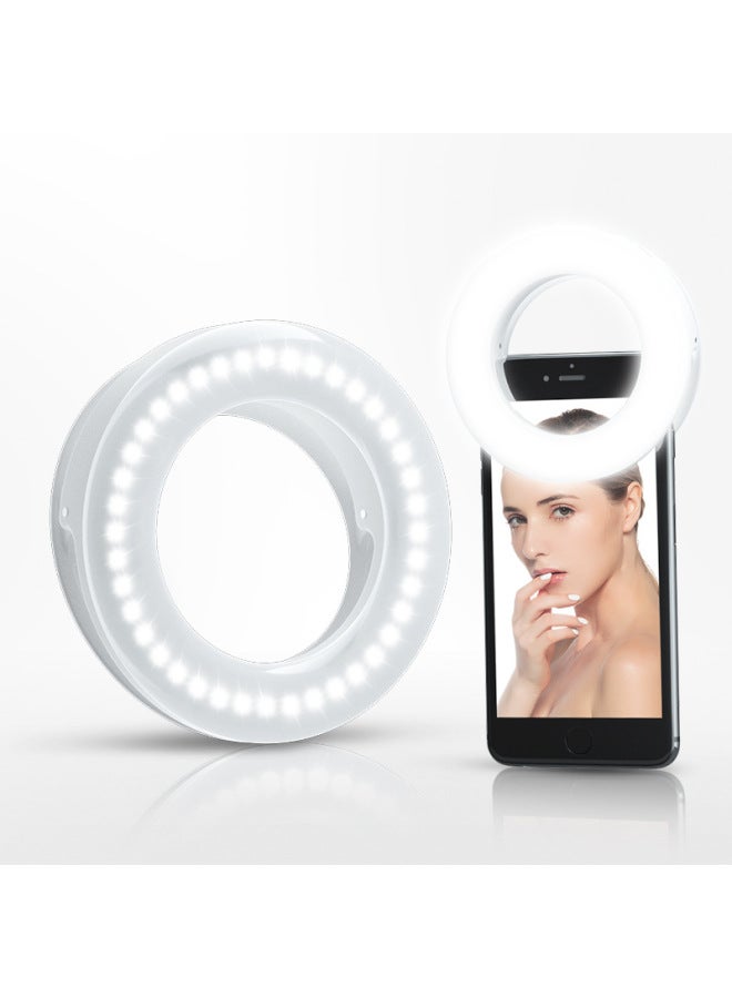 Mobile Phone Fill Light LED Live Anchor Selfie Light Photography Beauty Ring Light Silk Screen LOGO Gift-Specifications:White  - Image 3