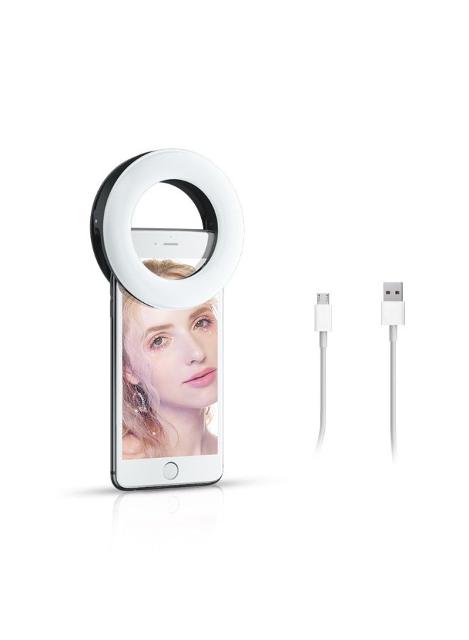 Mobile Phone Fill Light LED Live Anchor Selfie Light Photography Beauty Ring Light Silk Screen LOGO Gift-Specifications:White  - Image 4