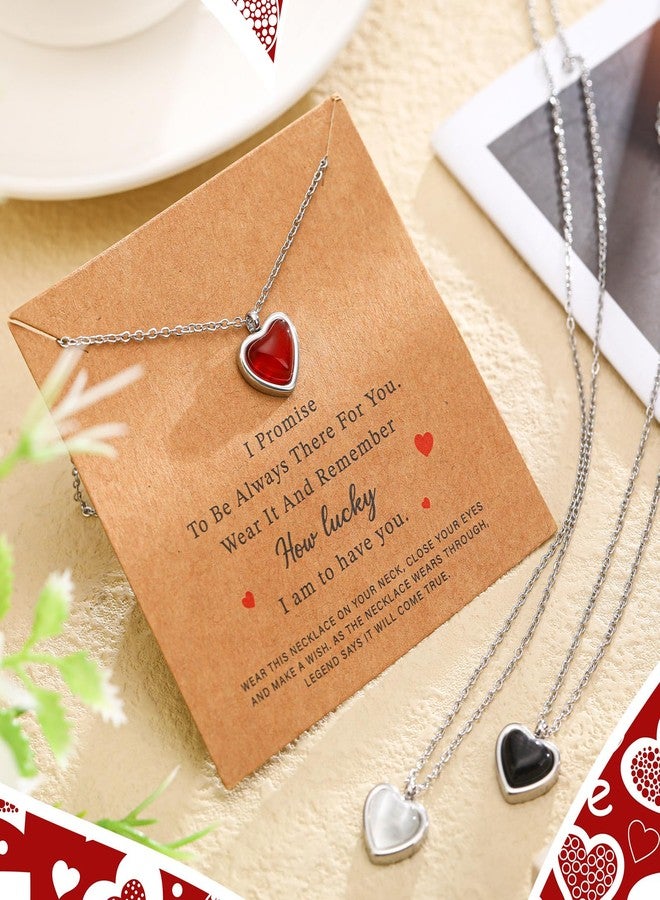 Tondiamo 3 Set Galentines Best Friends Gifts Friendship Necklace Matching BFF Necklace Set 2 3 Heart Friendship Gifts for Women Sister Teens BFF Valentine's Day (Red,Black,White) - Image 3