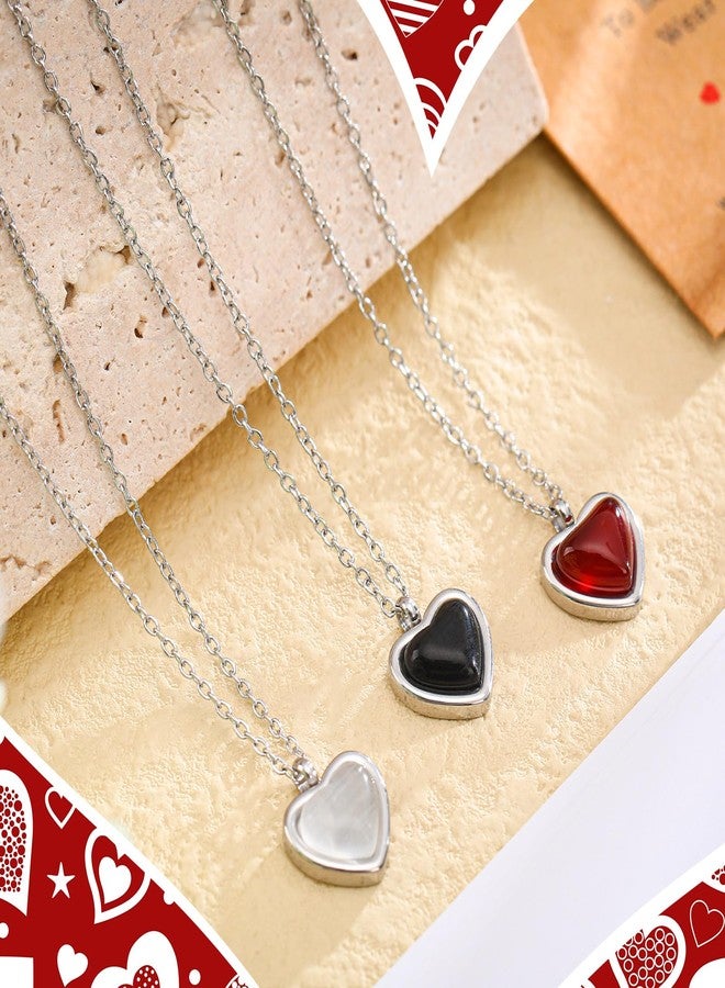 Tondiamo 3 Set Galentines Best Friends Gifts Friendship Necklace Matching BFF Necklace Set 2 3 Heart Friendship Gifts for Women Sister Teens BFF Valentine's Day (Red,Black,White) - Image 2