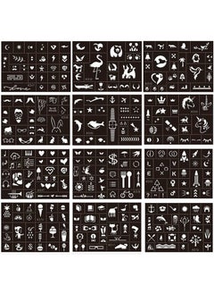 XMASIR Xmasir 296pcs Temporary Tattoo Stencils for Kids, 12 Sheets Face and Body Paint Stencils Kit Girls Boys Glitter Tattoo Stencil for Kids Airbrush Templates School Show Birthdays Body Art Paint  - Image 1