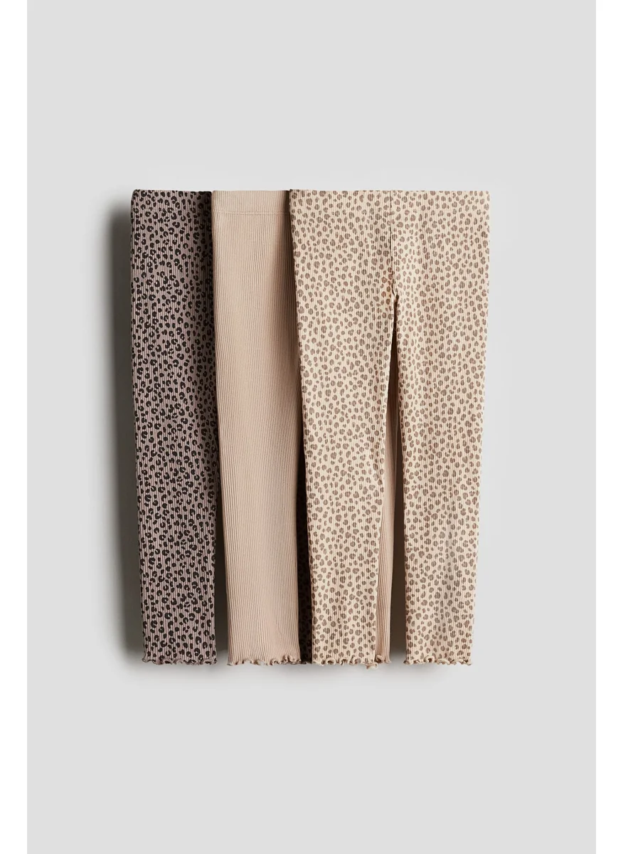 H&M 3-Pack Ribbed Cotton Leggings