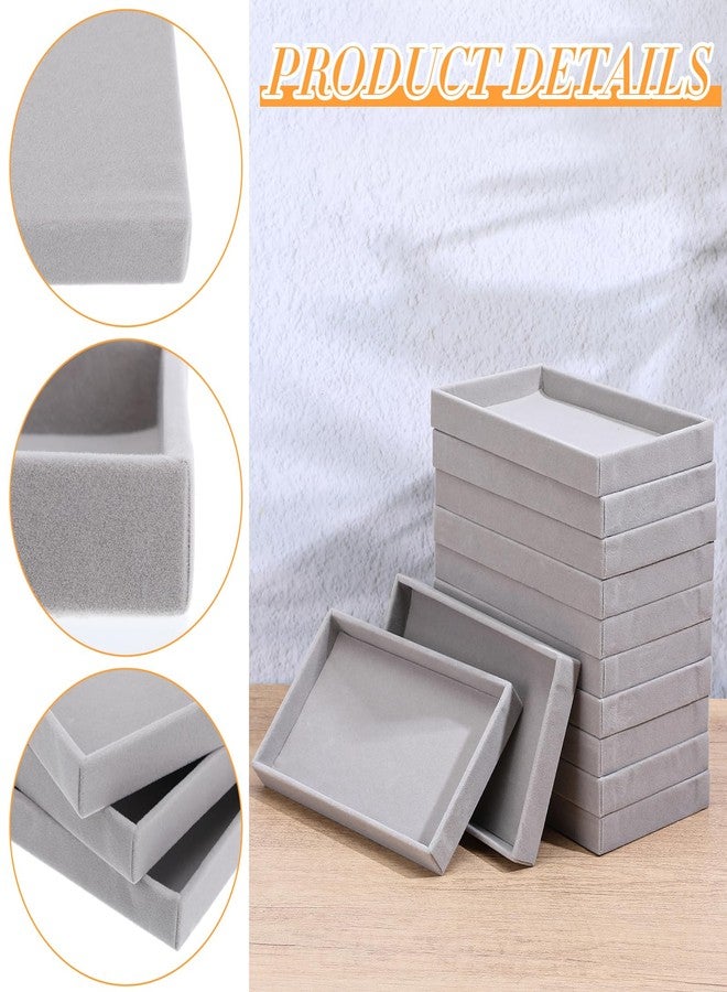 AojSup 12 Pcs Small Velvet Jewelry Trays Stackable Jewelry Drawers Organizer Trays, Jewelry Storage Display Trays for Necklace Earring Ring Bracelet, Grey (8.26 x 4.92 x 0.98 Inches) - Image 4
