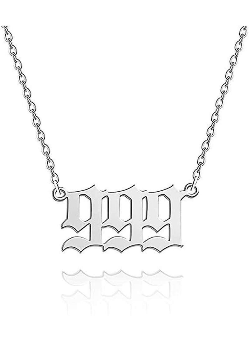 Generic Number Necklace Silver Stainless Steel Numerology Jewelry 999  - Image 1