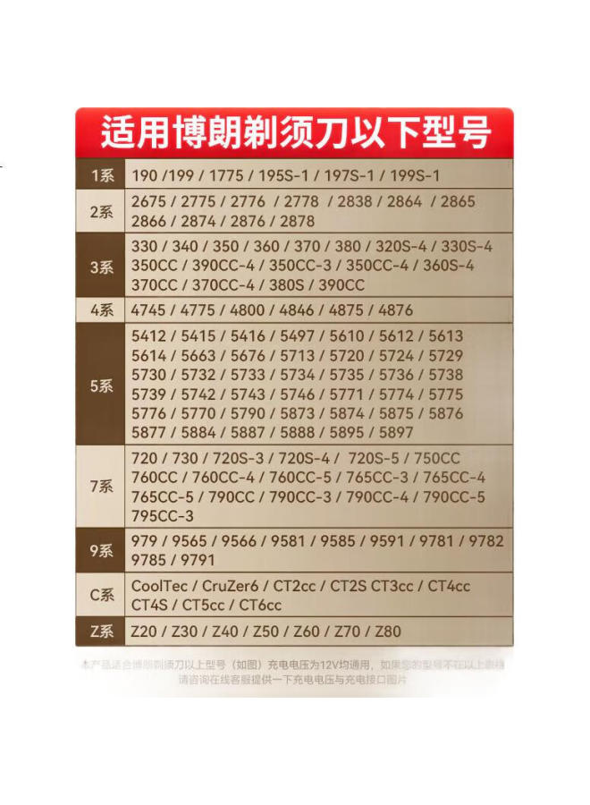 Ten Flashes Shan, Suitable For Braun Shaver Charger Cable, Compatible With Braun 5 Series, Little Leopard S9/S8/S7/S6/S5/S3/190/1775/2675/350/9566/9795/750 - Image 1