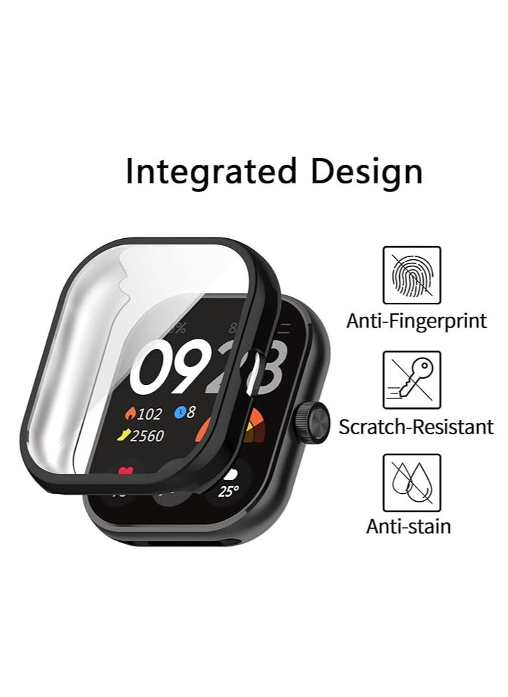 Soft TPU Protective Case for Xiaomi Redmi Watch 4, Shockproof Cover with Built-in Screen Protector and Slim Design Provides Full Protection - Black