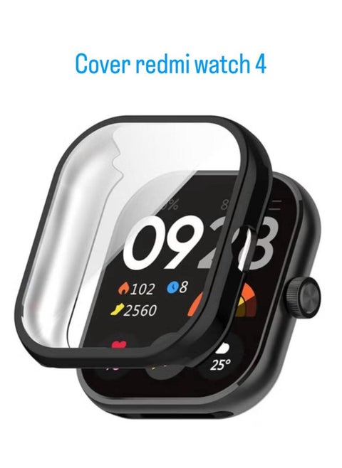 Soft TPU Protective Case for Xiaomi Redmi Watch 4, Shockproof Cover with Built-in Screen Protector and Slim Design Provides Full Protection - Black