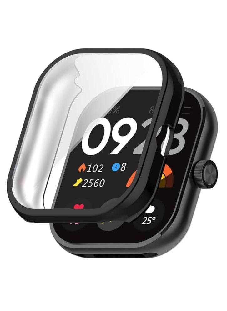 Soft TPU Protective Case for Xiaomi Redmi Watch 4, Shockproof Cover with Built-in Screen Protector and Slim Design Provides Full Protection - Black