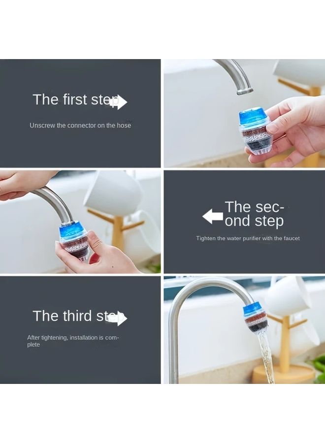 3Pcs Faucet Mount Filter Purifier Kitchen Activated Carbon Removal Chlorine Fluoride Heavy Metal Hard Water Suitable For Home Kitchen Bathroom Three Colors - Image 5