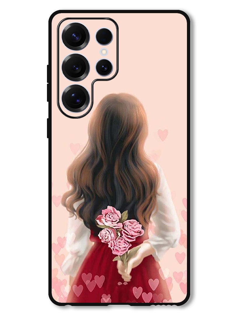 Theodor Protective Case Anti Scratch Shock Proof Bumper Cover For Samsung Galaxy S25 Ultra Girl Hiding Flowers - Image 1
