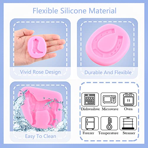 Mujiang Horse Silicone Molds Horseshoe Hoof Fondant Molds Cowboy Boot Candy Mold Saddle Mold For Cake Decorating Cupcake Topper Candy Polymer Clay Chocolate Gum Paste Set Of 4 - Image 3