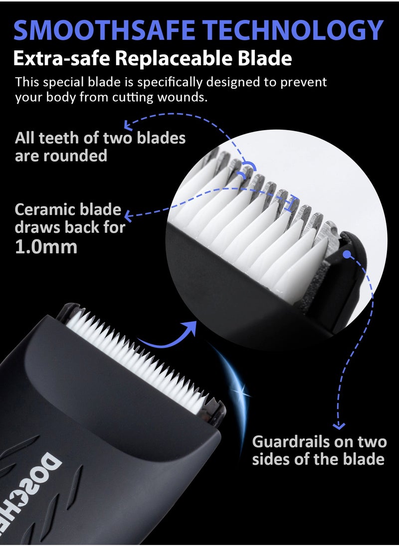 DOSCHER - Body Trimmer for Men with Safe Razor, Waterproof Wet/Dry Uses, Cordless Shaver Men with Light & Charging Dock & LED Display - Image 1