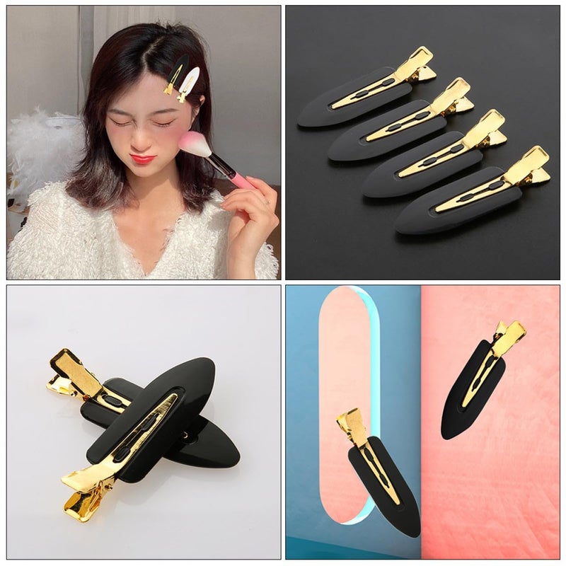 ibasenice No Crease Hair Clips for Styling 12pcs Set Black Gold Makeup Hair Clips for Women Creaseless Bangs for Salon and Daily Use - Image 4