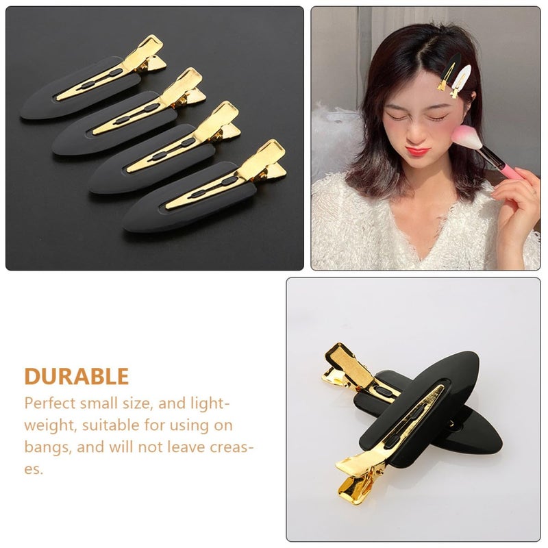 ibasenice No Crease Hair Clips for Styling 12pcs Set Black Gold Makeup Hair Clips for Women Creaseless Bangs for Salon and Daily Use - Image 3