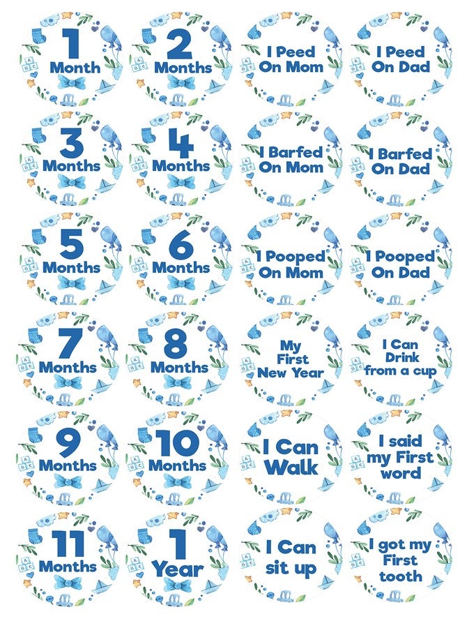 SVM CRAFT® Baby Monthly Milestone Baby Boy Stickers-Birth to 12 Months and 12 Bonus Achievement Stickers (Set of 24)… - Image 1