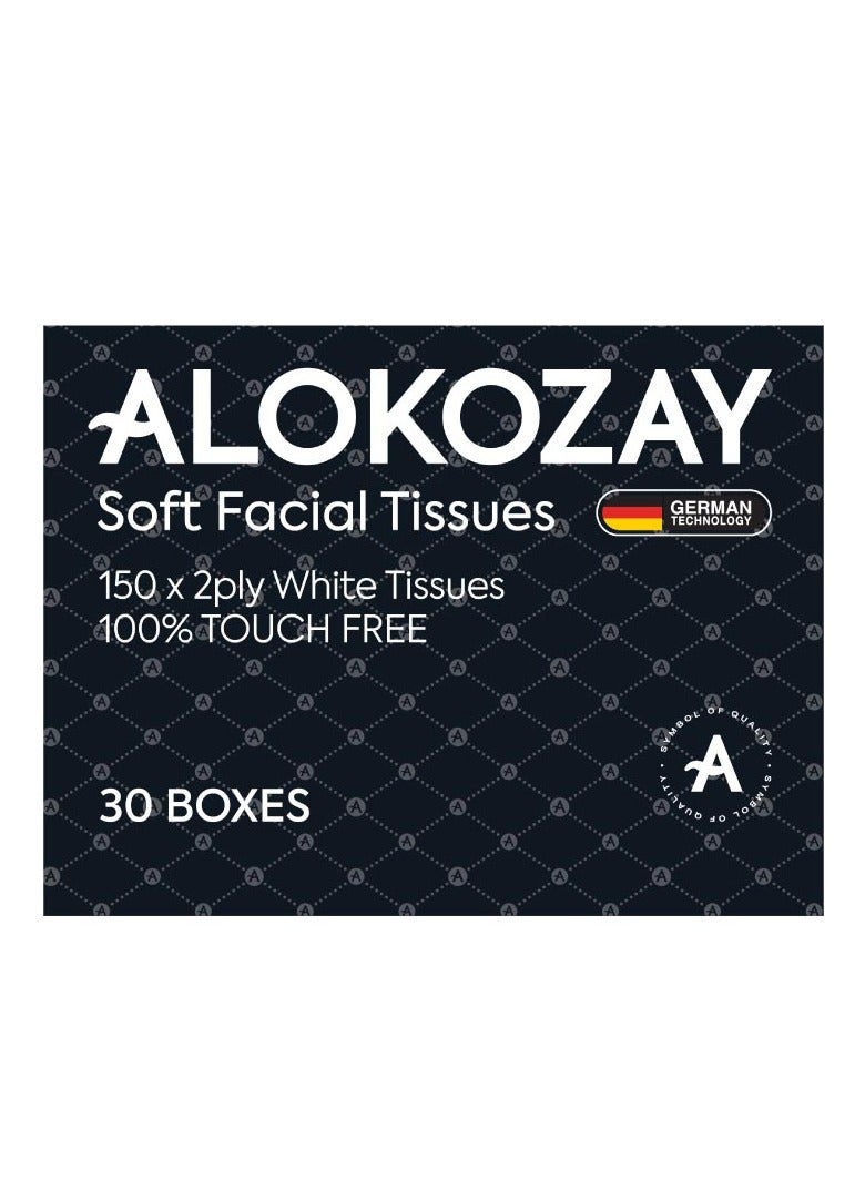 Alokozay Soft Facial Tissues - 150 Sheets X 2 Ply Pack of 30 - Image 1