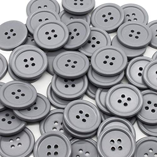 Raydodo 50 PCS 25mm 1 Inch Buttons for Crafts, Large Buttons 4 Hole Round Sewing Buttons Spray Colored Craft Buttons for Sewing Scrapbooking and DIY Crafts(Grey) - Image 1
