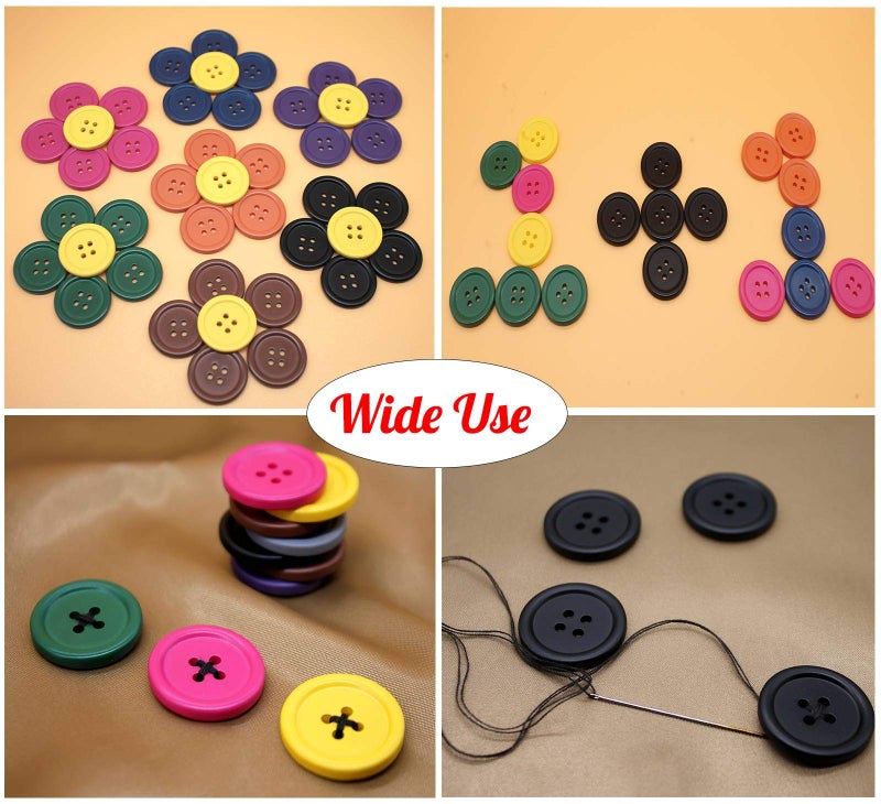 Raydodo 50 PCS 25mm 1 Inch Buttons for Crafts, Large Buttons 4 Hole Round Sewing Buttons Spray Colored Craft Buttons for Sewing Scrapbooking and DIY Crafts(Grey) - Image 5