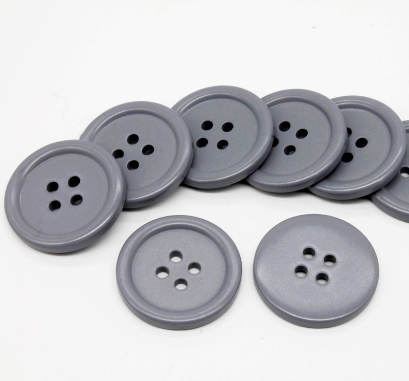 Raydodo 50 PCS 25mm 1 Inch Buttons for Crafts, Large Buttons 4 Hole Round Sewing Buttons Spray Colored Craft Buttons for Sewing Scrapbooking and DIY Crafts(Grey) - Image 3