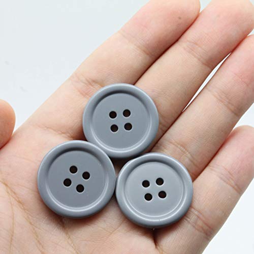 Raydodo 50 PCS 25mm 1 Inch Buttons for Crafts, Large Buttons 4 Hole Round Sewing Buttons Spray Colored Craft Buttons for Sewing Scrapbooking and DIY Crafts(Grey) - Image 4