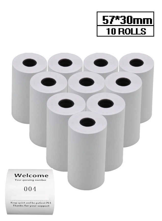 10 لفة الحرارية ورقة استلام لفة ، 57 × 30mm طباعة الفواتير ، وتلقي نقاط البيع / سجل النقدية ، آلة بطاقة الائتمان - Image 1