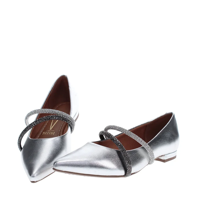 Vizzano  VIZZANO Low Heel Shoes for Ladies – SILVER Shoes with Ankle Strap | Comfortable PU Upper & TPR Sole for Women | Best Price UAE