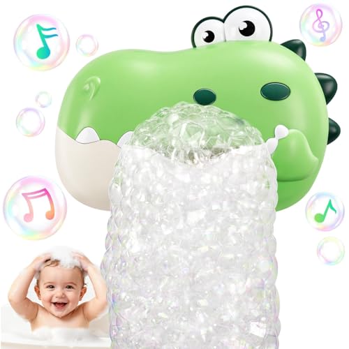 WAVISA Baby Bath Toys Rechargeable Dinosaur Bath Bubble Machine with Music Bathtime Bathtub Toys for Toddlers Birthday Easter Gifts Bubble Maker Toys for Kids Ages 13 48 Baby GiftsGreen - Image 1
