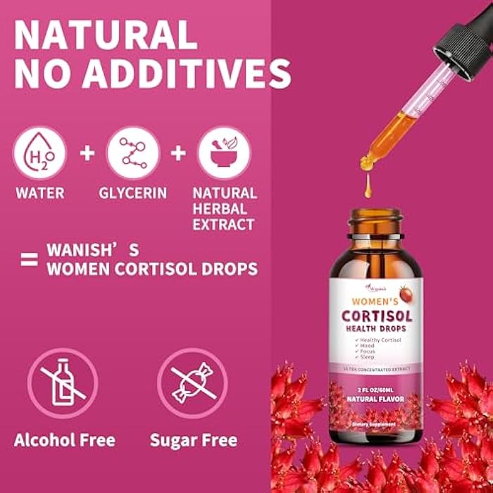 Wanish Cortisol Supplements for Women Liquid Drops, Natural Herbal Extract Complex for Women, Maintain Healthy Cortisol Levels - 90 Day Vegan Supply - Image 4