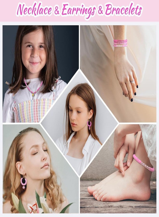TRYV Pink Clay Beads Bracelet Making Kit | 1000+ Polymer Heishi Beads with Pearls & Spacers | DIY Friendship Bracelet, Necklaces, Earrings & Craft Gifts | Jewelry Making Kit for Girls & Adults - Image 4