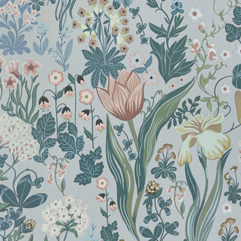 Toduso Peel and Stick Wallpaper Vintage Wall Paper Gray Blue Floral Contact Paper Removable Wallpaper 173x787 Leaf Flower Self Adhesive for Bedroom Drawer Decor Vinyl Rolls