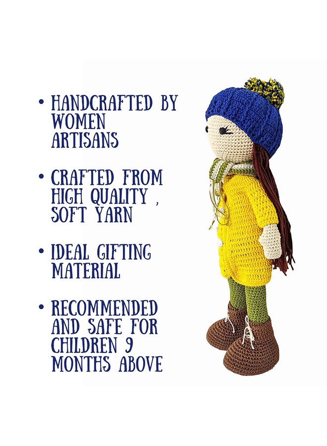 Happy Threads Handmade Crocheted Kelly Doll (12 inch) – Yellow | Crochet Toys | Child Safe | for Babies 6 Months & Above | Dolls for Boys/Girls| for Birthday Gift | Decorative Items for Room - Image 3